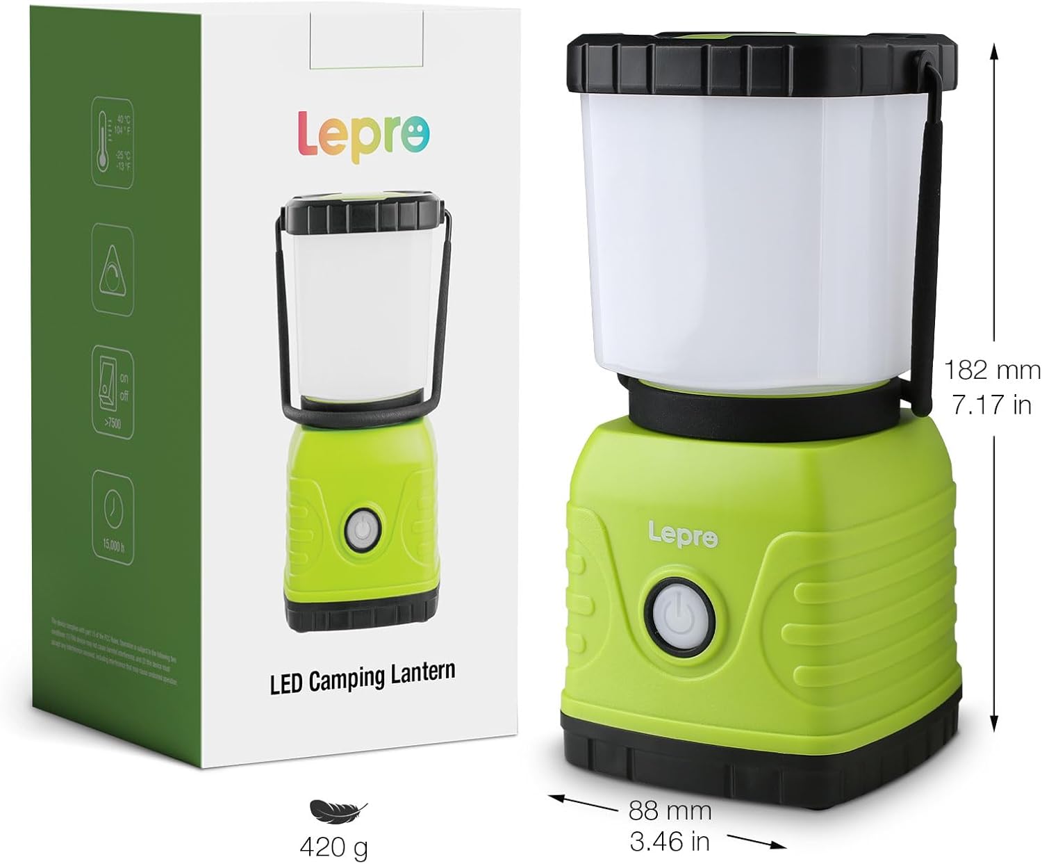 Lepro 1300 lm LED Campinglampe wiederaufladbar, 4 Leuchtmodi 3600 mAh Powerbank IPX4 wasserdicht, Camping Laterne für Hurrikan-Notfälle, Wandern, Zuhause und mehr, USB-Kabel im Lieferumfang enthalten