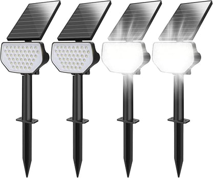 Lepro Solarlampen für Außen Garten, IP65 Solar Gartenleuchten mit Drehbaren Solar Panel, 2-in-1 Solarleuchten mit 2 Beleuchtungsmodi, 43LED Solar Strahler Wegeleuchten Aussen, 2 Stück, Kaltweiß