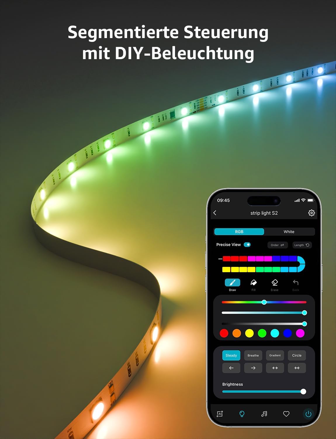 Lepro AI LED Streifen S2, 10M RGBCW LED Strip mit echtem Wei?licht, MagicColor RGBIC, Personalisierter KI-Lichtdesigner, Musik-Sync, Kompatibel mit Alexa & Google Assistant f¨¹r Gaming & Ambiente