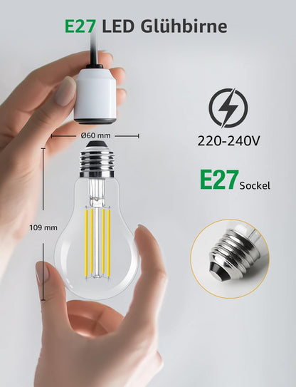 Lepro Energieklasse A E27 LED Warmweiss, 3.8W 806 Lumen Glühbirne E27, Nicht Dimmbar, A60 Led Birne, 2700 Kelvin Warmweiß, 300° Abstrahlwinkel Energiesparlampe, ersetzt 60W Leuchtmittel, 2 Stück