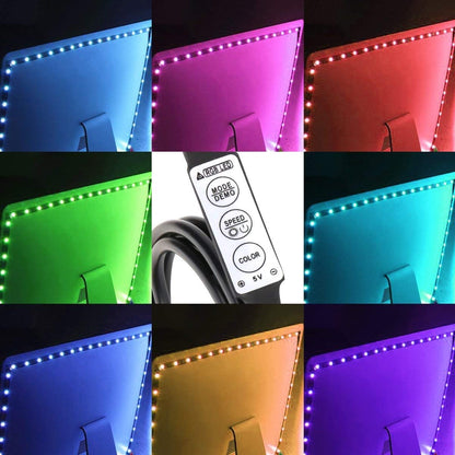 LE RGB Streifen Selbstklebend, TV Hintergrundbeleuchtung USB LED Strip mit 60 Stück 5050 LEDs, IP65 Wasserdicht, 2m LED Band für 40-60 Zoll TV für Raumausstattung Dekoration LED Fernseher Beleuchtung