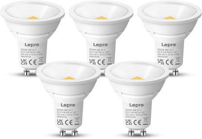 Lepro GU10 LED Warmweiss 8W Lampe, 800 lm, 2700K Warmwei?, 100¡ã Abstrahlwinkel, Nicht dimmbar, Energiesparendes GU10 LED Leuchtmittel f¨¹r Flur, Eingangsbereich, Wohnzimmer, Schlafzimmer, 5 St¨¹ck
