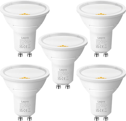 Lepro Energieklasse A GU10 LED Warmweiss Lampe, 3.3W 2700K Warmwei? 590 lm, Nicht Dimmbar, 100¡ã Abstrahlwinkel, Energiesparendes GU 10 LED Leuchtmittel f¨¹r Flur, Wohnzimmer, Schlafzimmer, 5 St¨¹ck
