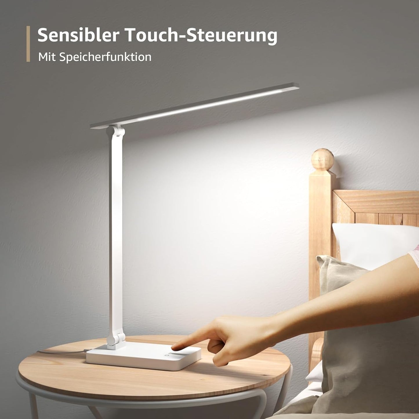 Lepro Schreibtischlampe, LED Tischlampe Dimmbar, Nachttischlampe 800LM 3 Farben und 5 Helligkeitsstufen, Tageslichtlampe Augenschutz, Tischleuchte, Schreibtisch Lampe für Kinder, Büro, Weiß