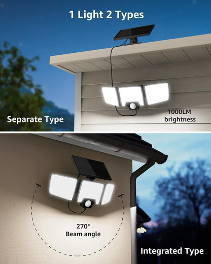 Lepro Solarlampen mit Bewegungsmelder Solar Außenleuchte Led Solar Strahler für Außen, mit Fernbedienung, 2 in 1, Separiert und Integriert, mit 2 Lichtmodi, IP65, für Hof, Garage, Solarleucht, 2 Stück
