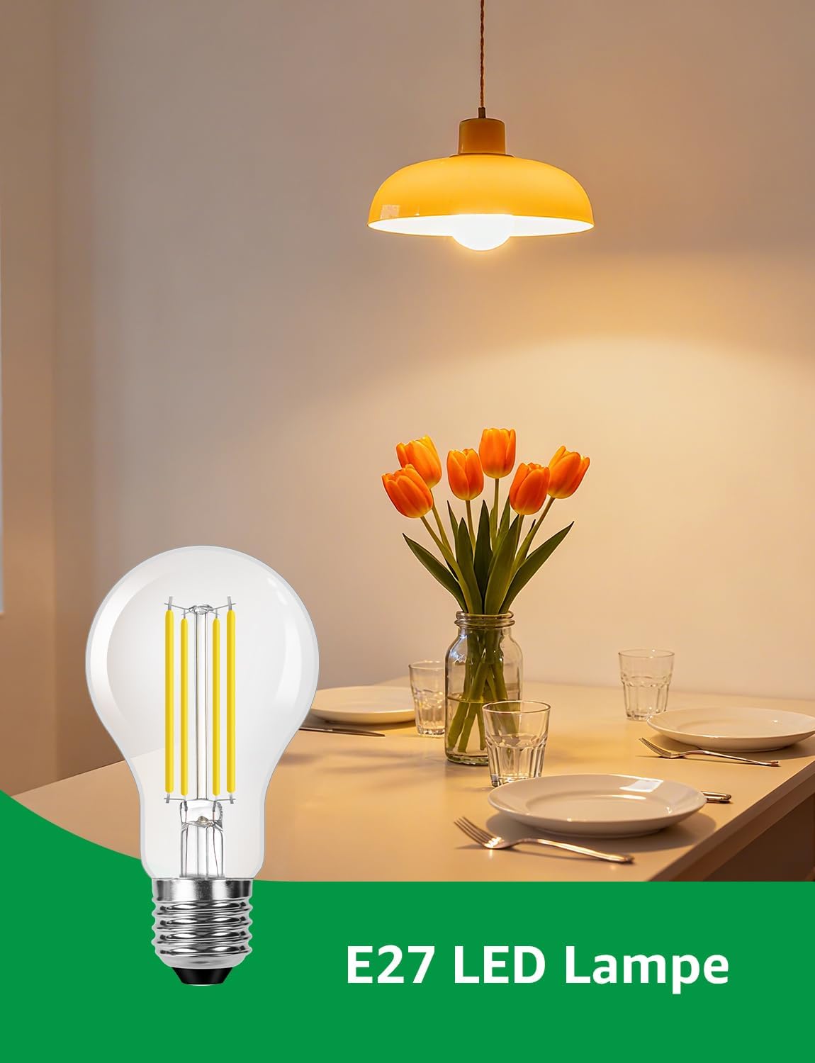 Lepro Energieklasse A E27 LED Warmweiss, 3.8W 806 Lumen Glühbirne E27, Nicht Dimmbar, A60 Led Birne, 2700 Kelvin Warmweiß, 300° Abstrahlwinkel Energiesparlampe, ersetzt 60W Leuchtmittel, 2 Stück