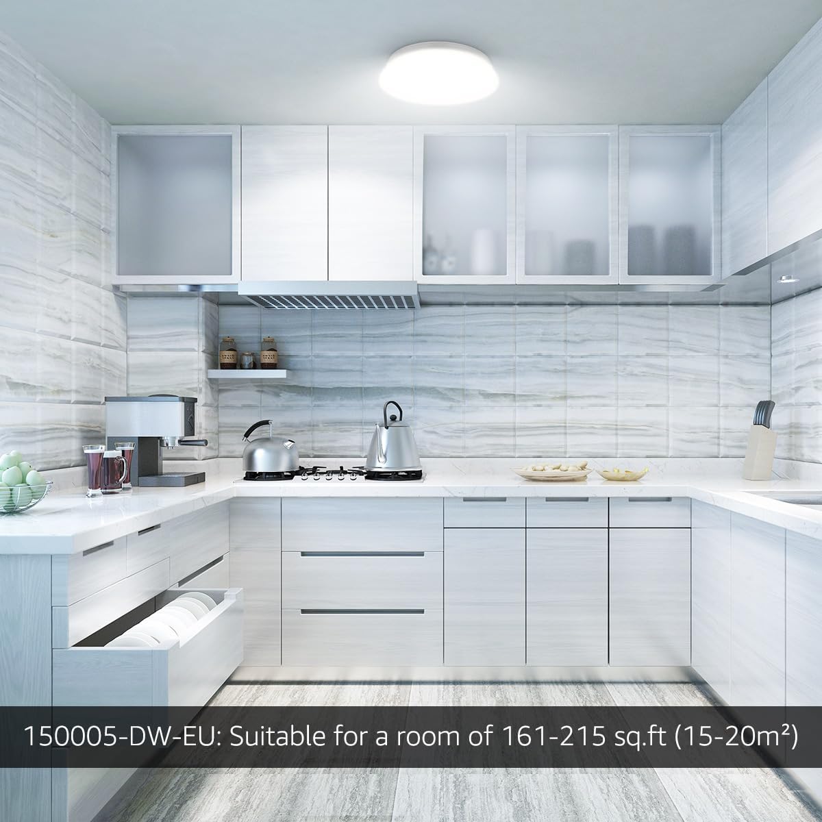 Lepro Deckenlampe 22W, LED Deckenleuchte Bad 1500LM Ø30cm 5000K für Badezimmer Flur Küche Wohnzimmer Schlafzimmer Balkon Licht, Kaltweiß Badezimmerlampe, LED Panel Flach, Rund Lampe, IP20 Badlampe