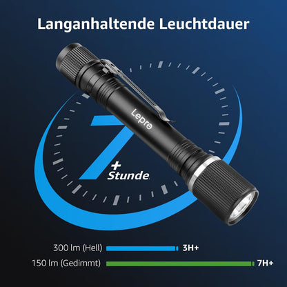 Lepro LED Taschenlampe Klein, Helle Stiftlampe mit Clip, 3 Modi Handlampe, IPX4 Wasserdicht, Robustes Aluminiumgeh?use f¨¹r Camping, Werkstatt, Wandern & Notf?lle, 2x AA Batterien Inklusive