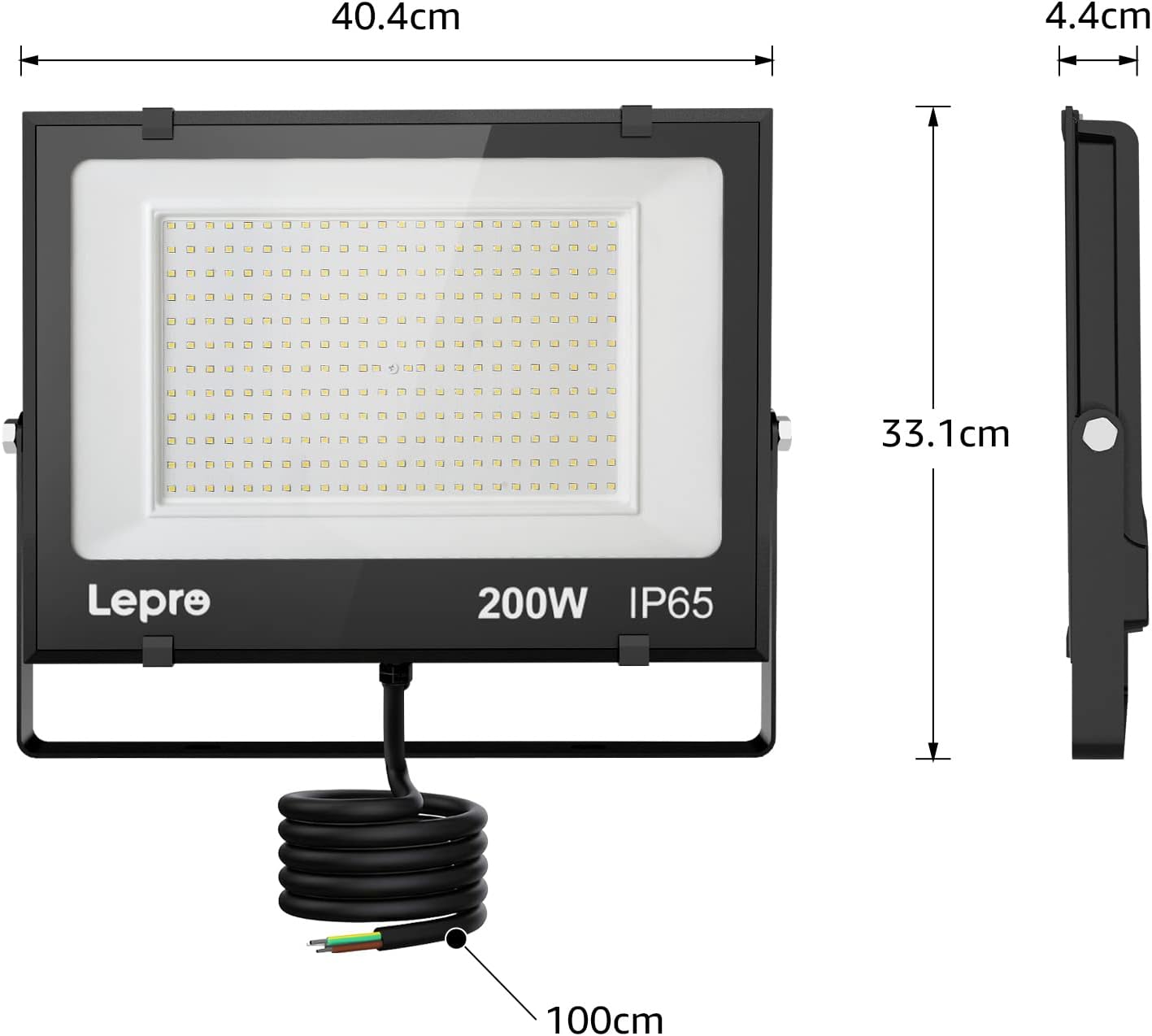 LED Strahler Außen, 200W LED Fluter Superhell Außenstrahler 24000LM, IP65 Wasserdicht 6500K Scheinwerfer Flutlicht mit 2835 SMD LEDs, Außenlampe für Garten, Innenhöfe, Garage, Hotel, Sportplatz