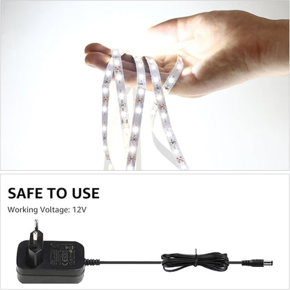 Lepro LED Strip Kaltweiß 5M, LED Streifen Kaltweiss 6000K Dimmbar, 300 LEDs, 12V Selbstklebend, IP20 LED Band, Weiß Flexible DIY Leiste, LED Lichtband Kette mit Netzteil für Innen Küche Dekoration