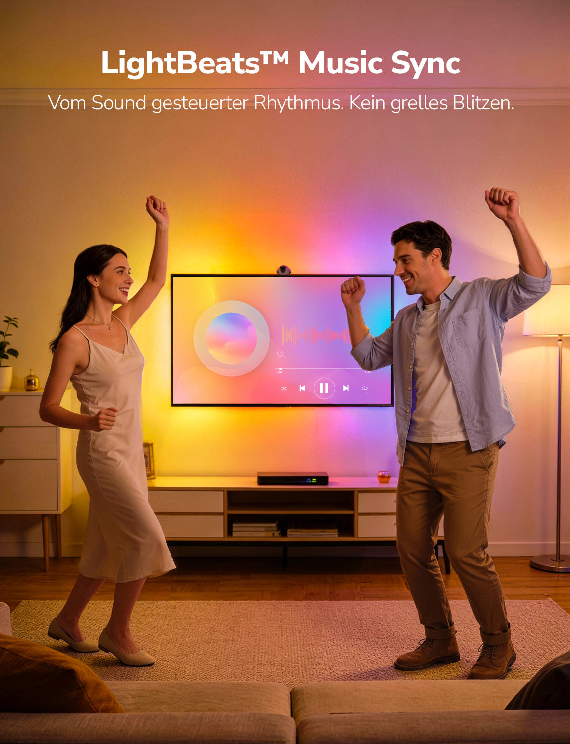 Lepro STV1 AI Smart TV Hintergrundbeleuchtung mit Kamera,LED Streifen für TVs, Geringe Latenz/Musiksynchronisation/Sprach und App-Steuerung RGBIC led Strip mit Ultraweitwinkelobjektiv