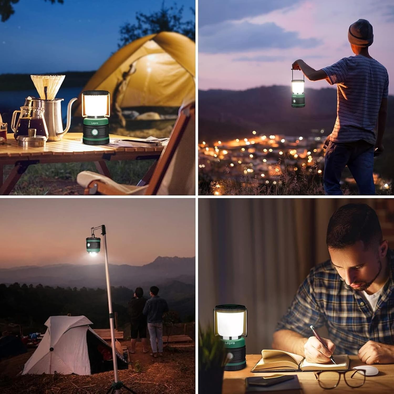 Lepro Campinglampe, Super Hell 1500 Lumen Außenleuchten, 4 Leuchtmodi batteriebetriebene Suchscheinwerfer, wasserfeste Notfallleuchte für Stromausfällen, Wandern, Notfall, Angeln und so weiter