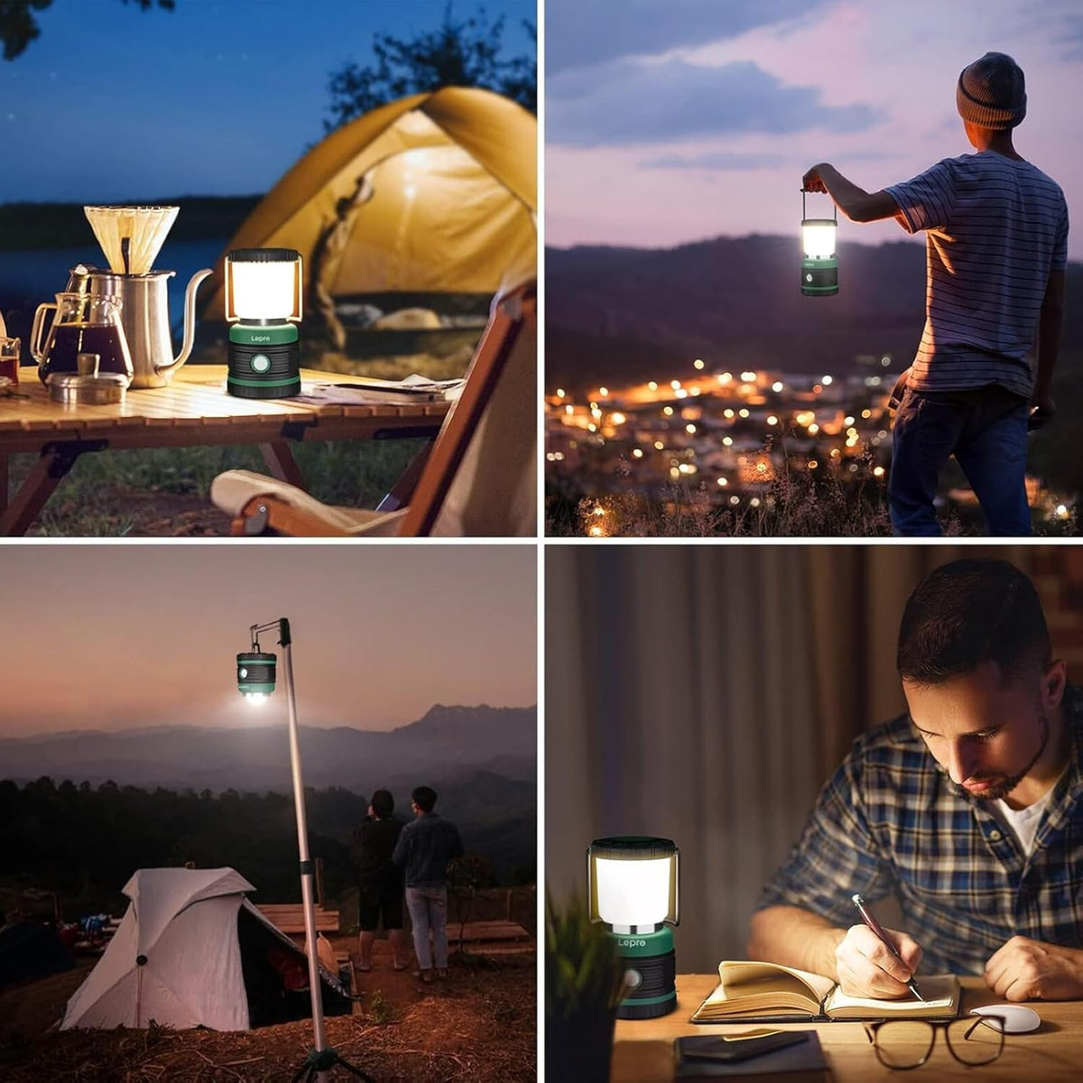 Lepro Campinglampe, Super Hell 1500 Lumen Außenleuchten, 4 Leuchtmodi batteriebetriebene Suchscheinwerfer, wasserfeste Notfallleuchte für Stromausfällen, Wandern, Notfall, Angeln und so weiter