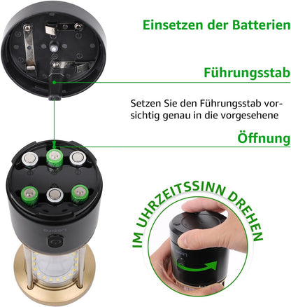 Lepro LED-Campinglampe, 1100 Lumen, 5 Leuchtmodi, helligkeitsverstellbarer Suchscheinwerfer, IPX4 wasserdichte batteriebetriebene Notfallleuchte, geeignet f¨¹r Stromausf?lle, Wanderungen£¬Black