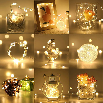 LE LED Lichterkette Batterie 1.2M, 4 x 20er LEDs Lichterketten aus Kupferdraht, IP65 Wasserdicht Drahtlichterkette f¨¹r Weihnachtenbeleuchtung, Party, Garten, Innen, Au?en, Hochzeit Deko, Warmwei?