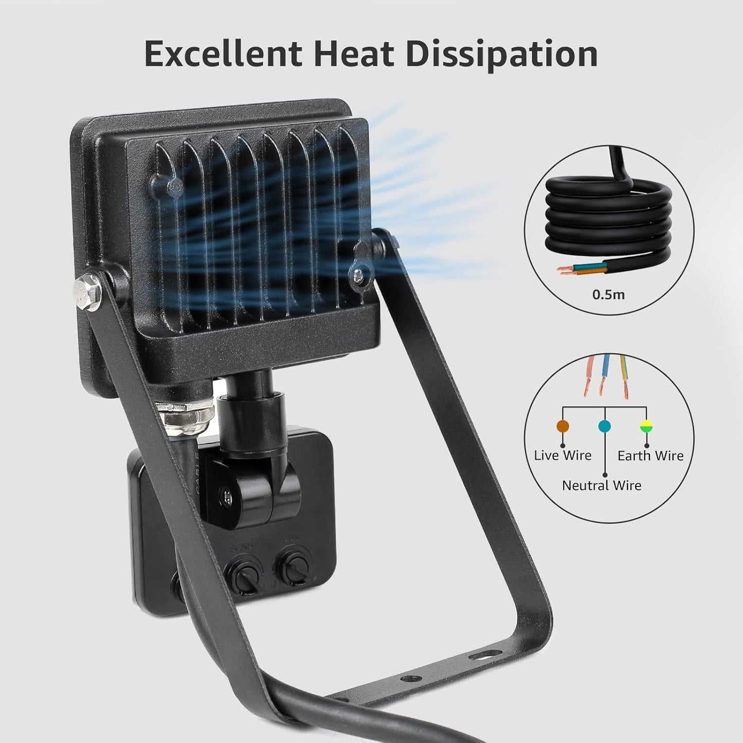 Lepro 20W LED Strahler mit Bewegungsmelder Außen, 1700LM Außenstrahler 5000K Kaltweiß Superhell Scheinwerfer, IP54 Wasserdicht Fluter, Ideale Aussenleuchte für Garten, Innenhöfe, Garage, Haus, Hotel