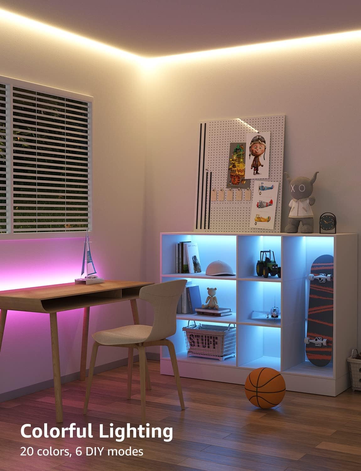 Lepro LED Strip 20M(2x10M) RGB Set, 5050 SMD 600 LEDs Streifen, 12V, LED Band Selbstklebend, Flexibel LED Lichtband, LED Lichterkette IP20, LED Leiste Kette Dimmbar, Netzteil und Controller enthalten