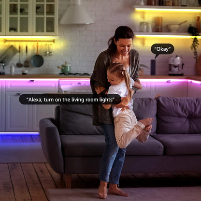 Lepro Smart LED Strip 5M Musiksteuerung,Wifi LED Streifen RGB Dimmbar, Wlan LED Band,Superhell Lichtband Selbstklebend,Farbwechsel Lichterkette mit Fernbedienung,Kompatibel mit Alexa,App,Google Home