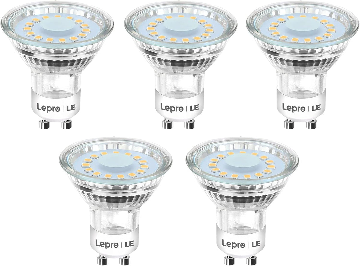 Lepro GU10 LED Warmweiss Lampe, 4W Ersetzt 50W Glühbirne, 325 Lumen 2700K Warmweiß LED Leuchtmittle, Abstrahlwinkel 100° Flimmerfrei Strahler, Nicht Dimmbar Reflektorlampen, 5er-Pack