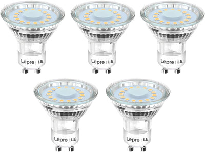 Lepro GU10 LED Warmweiss Lampe, 4W Ersetzt 50W Glühbirne, 325 Lumen 2700K Warmweiß LED Leuchtmittle, Abstrahlwinkel 100° Flimmerfrei Strahler, Nicht Dimmbar Reflektorlampen, 5er-Pack