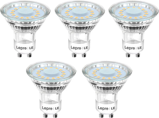 Lepro GU10 LED Lampe, 4W 325 Lumen LED Leuchtmittel, 5000 Kelvin Tageslichtweiß, 110 Grad Abstrahlwinkel Reflektorlampe, 5 Stück