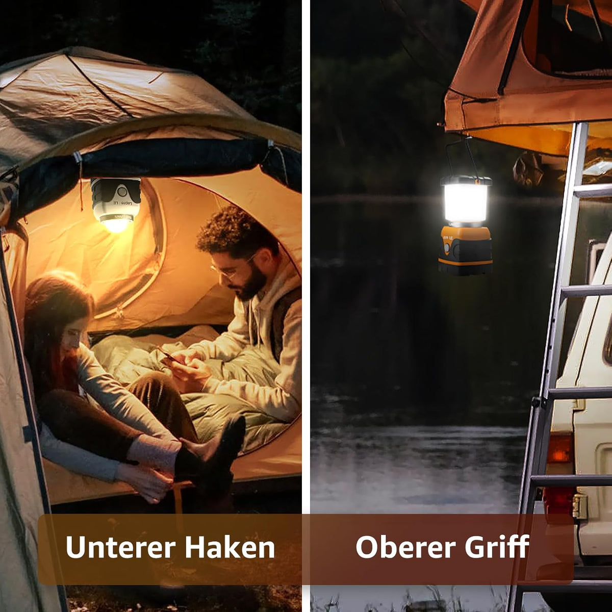 LE LED Campinglampe, Ultra Hell 1000 Lumen, 4 LeuchtmodiI Dimmbar Suchscheinwerfer, Batteriebetrieben Notfallleuchte f¨¹r Stromausf?llen, Wandern, Notfall, Ausf?lle und so weiter, 1 St¨¹ck, Orange
