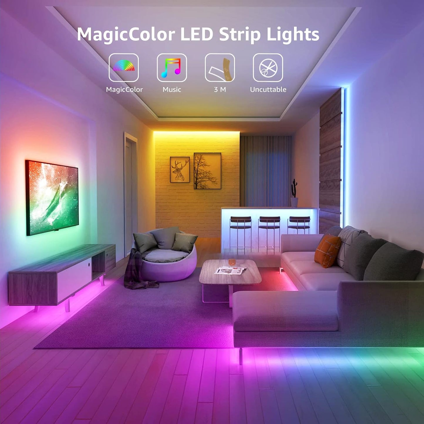Lepro MagicColor LED Strip 10M(2x5M), 300 LEDs Streifen Dreamcolor, Lichterkette MagicColor, Musik Band mit Fernbedienung, Lichtband , Dimmbar Lichtleiste für Party Weihnachten Deko
