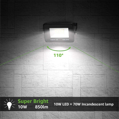 Lepro LED Strahler Außen 10W, LED Fluter 850LM, Superhell LED Außenstrahler, IP65 Wasserdicht LED Fluter, 5000K Kaltweiß Scheinwerfer Flutlicht, Außenlampe für Garten, Innenhöfe, Garage, Hotel, Sportplatz [Energieklasse F]