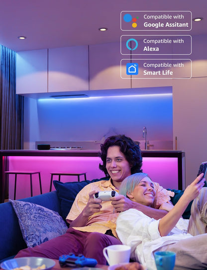 LE LED Strip Alexa 5M, Smart LED Streifen Wifi, RGB 150 LEDs, Wlan LED Band, Superhell 5050 Selbstklebend Leiste, Lichterkette mit Fernbedienung, Kompatibel mit Alexa, App, Google Home, IP20