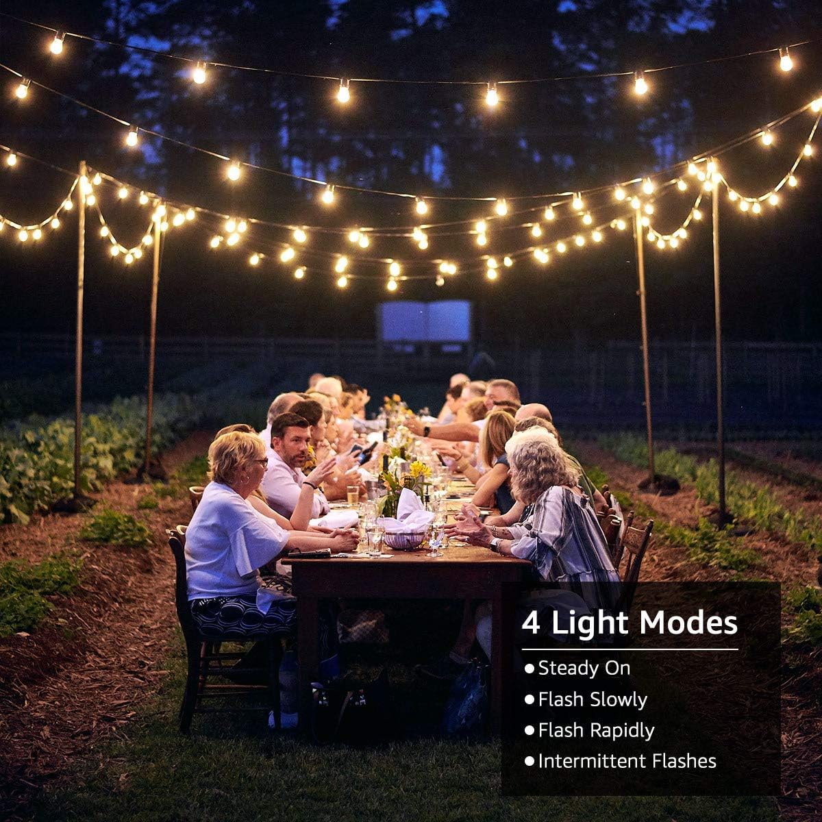 LE Solar Lichterkette mit G40 LED-Lampen für Außen, 7,62 m, 25 LEDs, USB aufladbar, 4 Modi, für Garten, Balkon, Hochzeit & Weihnachtsdeko, warmweiß