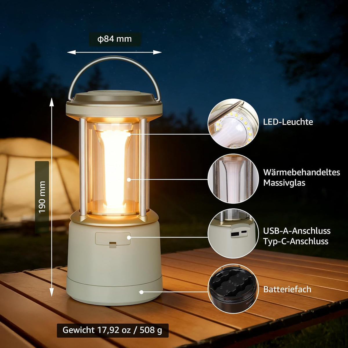 Lepro LED Campinglampe Batterie£¬White