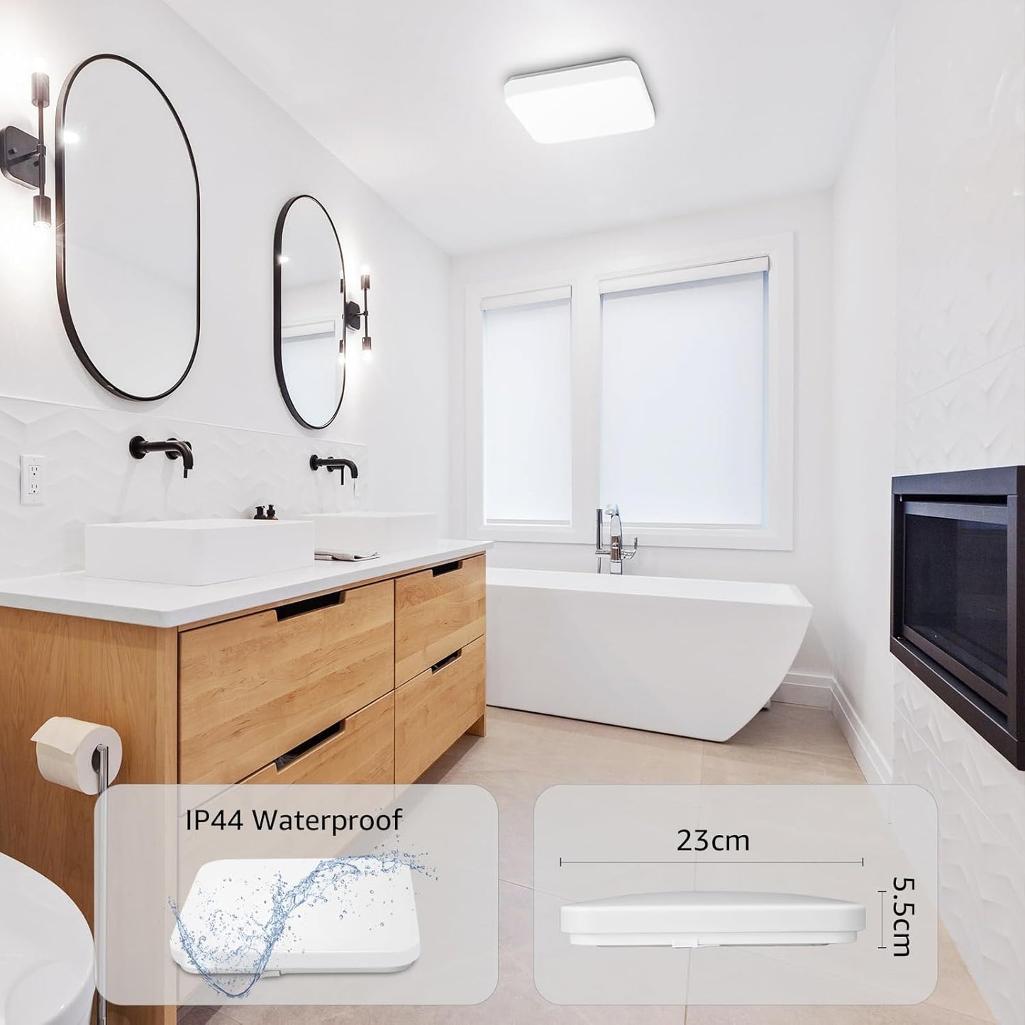 Lepro 24W LED Deckenlampe, IP44 Badezimmerlampe, 2400LM Deckenleuchte Bad Licht für Flur, Küche, Balkon, Korridor, Schlafzimmer, LED Lampe Badlampe Deck, 5000K Kaltweiß, Ø23cm