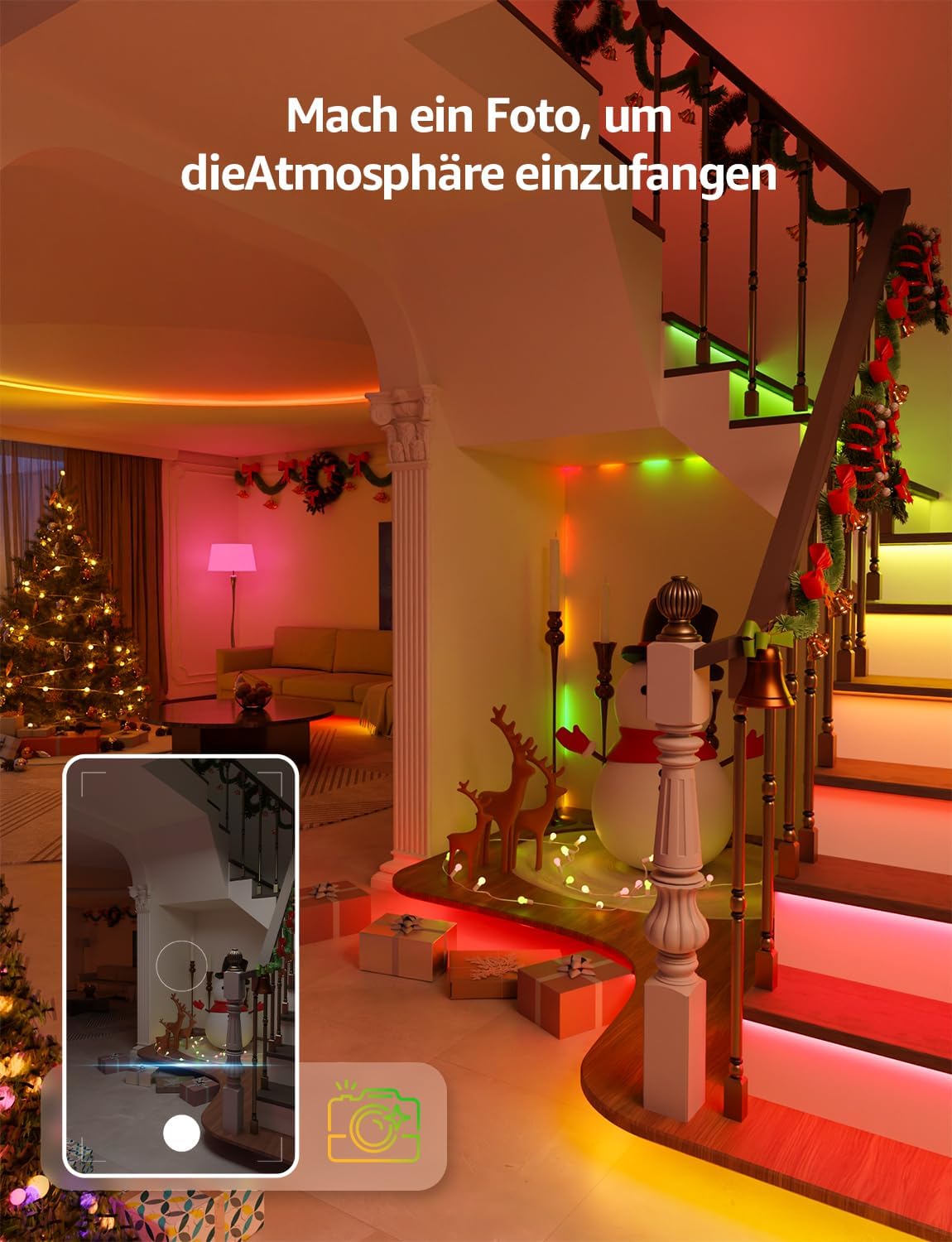 Lepro AI LED Streifen S1, MagicColor RGBIC 5M Smart LED Strip mit Personalisierter KI-Lichtdesigner, Musik-Sync, App-Steuerung kompatibel mit Alexa&Google Assistant, LED Lichterkette für Party&Gaming