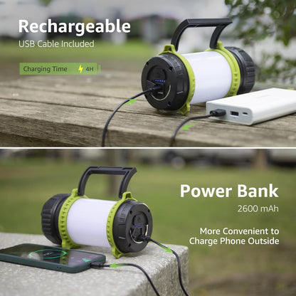 LE LED Handscheinwerfer, Dimmbare Campinglampe, Wiederaufladbare Superhell 500lm CREE LED Handlampe, mit Warnlicht, Geeignet für Camping, Angeln, Abenteuer, Wandern, Notfall usw.
