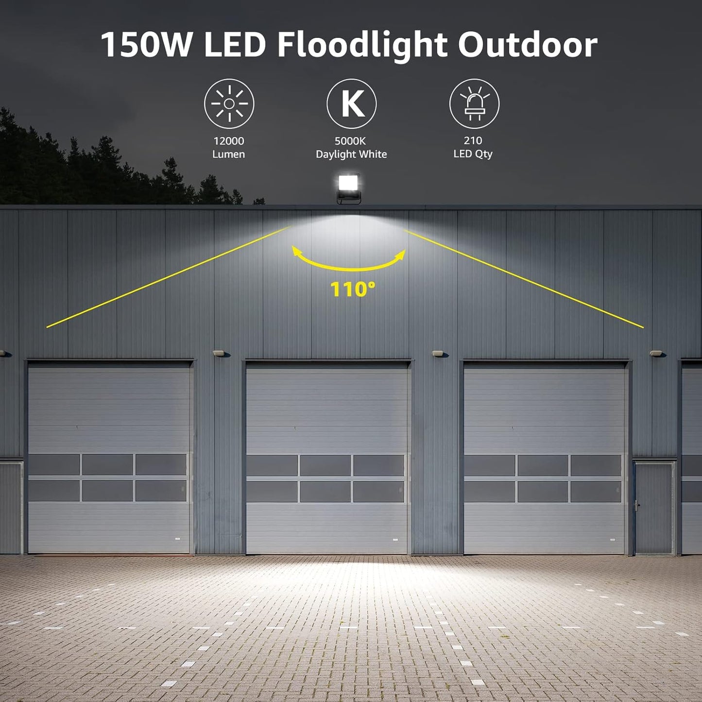 LE LED Strahler Außen, 150W LED Fluter mit Stecker, Superhell 12000LM 5000K Tageslichtweiß Außenstrahler, IP65 Wasserdicht LED Scheinwerfer, Flutlichtstrahler Außenlampe für Garten, Garage