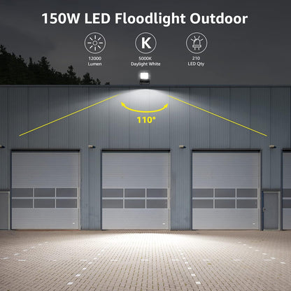 LE LED Strahler Außen, 150W LED Fluter mit Stecker, Superhell 12000LM 5000K Tageslichtweiß Außenstrahler, IP65 Wasserdicht LED Scheinwerfer, Flutlichtstrahler Außenlampe für Garten, Garage