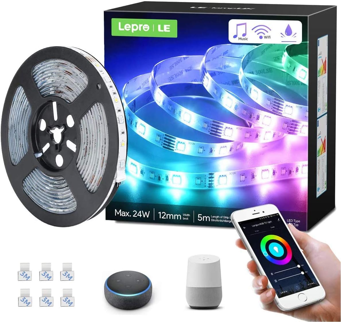 Lepro Smart LED Strip 5M Outdoor, RGBW Dimmbar 300 LEDs, LED Streifen Wifi, Wlan LED Band IP65 wasserdicht, LED Lichtband Außen, Kompatibel mit Alexa,App,Google Home