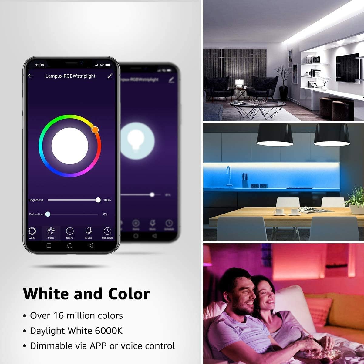 Lepro Smart LED Strip 5M Outdoor, RGBW Dimmbar 300 LEDs, LED Streifen Wifi, Wlan LED Band IP65 wasserdicht, LED Lichtband Außen, Kompatibel mit Alexa,App,Google Home