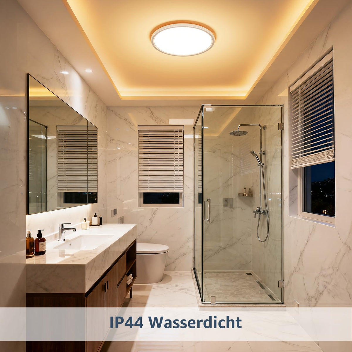 Lepro Deckenlampe 24W, IP44 Wasserfest Deckenleuchte，3000K 2400LM Badezimmer Lampe, Warmweiß Deckenleuchte Badezimmer, ideal Badezimmerlampe Decke für Bad Schlafzimmer Wohnzimmer, Ø29.3cm, 2 Stücke