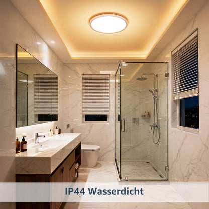 Lepro Deckenlampe 24W, IP44 Wasserfest Deckenleuchte，3000K 2400LM Badezimmer Lampe, Warmweiß Deckenleuchte Badezimmer, ideal Badezimmerlampe Decke für Bad Schlafzimmer Wohnzimmer, Ø29.3cm, 2 Stücke