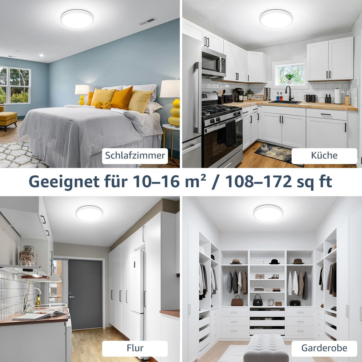 Lepro Deckenlampe 18W, IP44 Wasserfest Deckenleuchte，5000K 1800LM Badezimmer Lampe, Kaltweiß Deckenleuchte Badezimmer, ideal Badezimmerlampe Decke für Bad Schlafzimmer Flur Wohnzimmer, Ø22cm, 2 Stücke