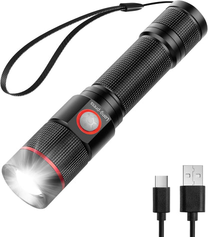 Lepro Taschenlampe LED Aufladbar, USB A-C Klein Taschenlampe Extrem Hell, 5 Lichtmodi, IPX4 Wasserdicht, Zoombare Flashlight f¨¹r Kinder, Camping, Wandern, Notf?lle