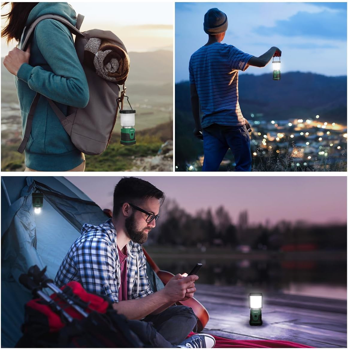 Lepro LED Campinglampe, Mini Camping Laterne, 350LM, 4 Lichtmodi, 3 AA Batterie batteriebetriebene Suchscheinwerfer Camping Lampen mit Bügel & Haken, Batterie nicht enthalten, 4 Pack