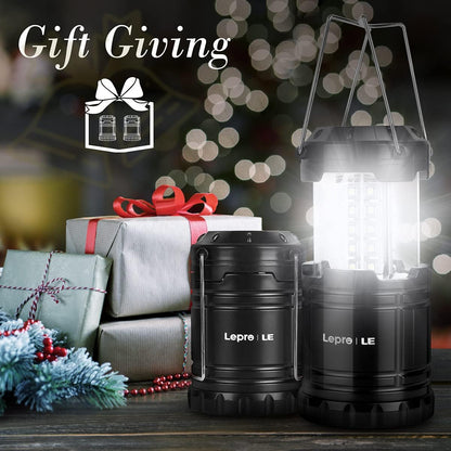 Lepro Camping Laterne, 2er Set 30 LEDs Batteriebetrieben Campinglampe, Faltbare Camping H?ngelampe, geeignet f¨¹r Angeln, Abenteuer, Wandern, Notfall, Ausf?lle usw, 2er Pack