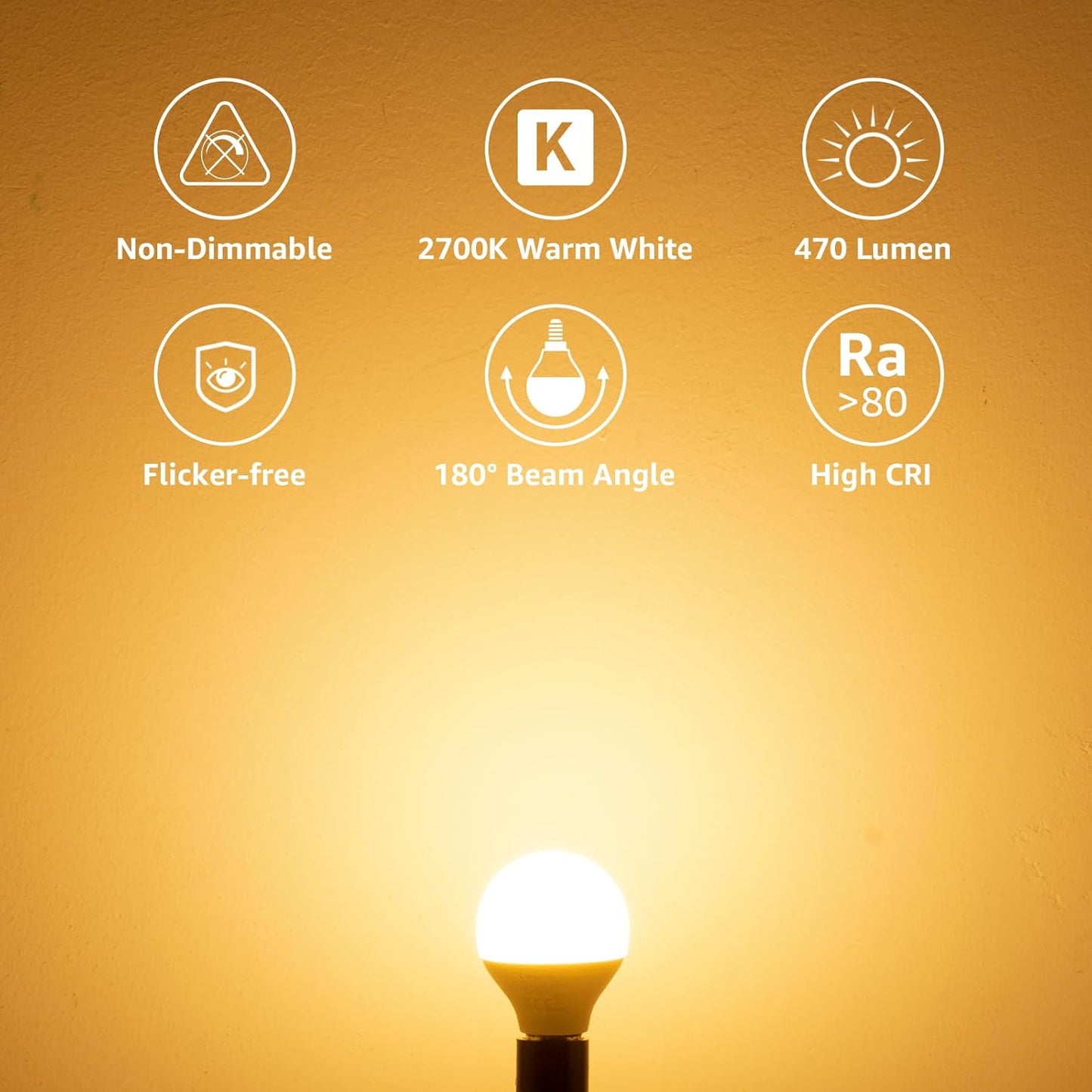 Lepro E14 LED Lampe, 3er-Pack, 4.9W 470 Lumen Glühbirne,entspricht 40W Glühlampe, 2700 Kelvin Warmweiß, P45 180° Abstrahlwinkel Energiesparlampe (Copy)