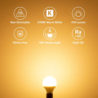 Lepro E14 LED Lampe, 3er-Pack, 4.9W 470 Lumen Glühbirne,entspricht 40W Glühlampe, 2700 Kelvin Warmweiß, P45 180° Abstrahlwinkel Energiesparlampe (Copy)