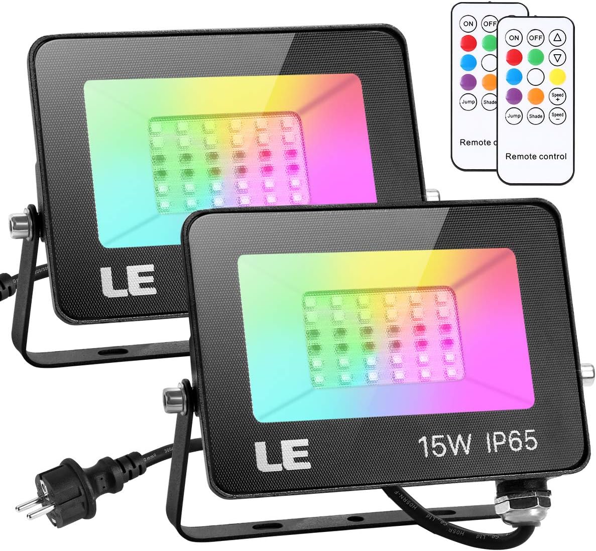 Lepro LED Strahler RGB mit RF-Fernbedienung, 2er Wasserdicht LED Fluter mit Memory-Funktion, Dimmbar Farbwechsel Außenstrahler, IP65 Farbig Außenlampe, Bunt Flutlicht für Garten, Party Deko