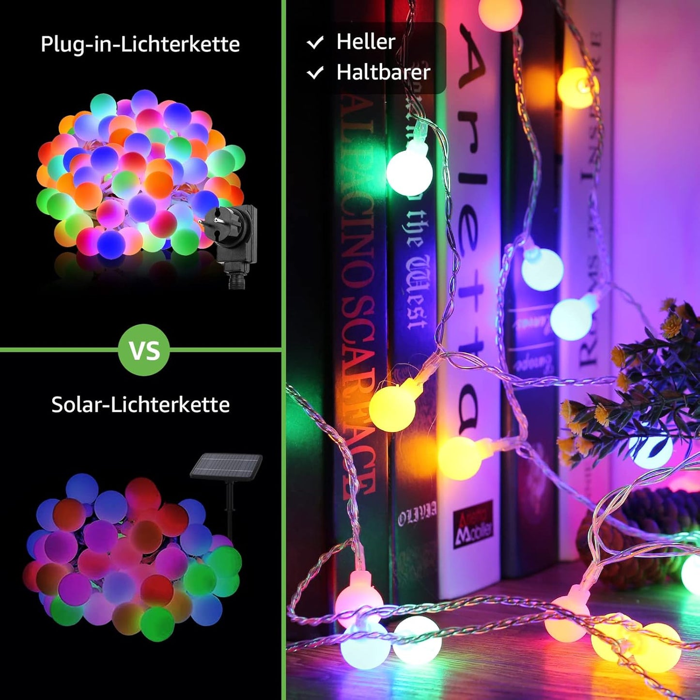 Lepro 100er LED Kugel Lichterkette Bunt 13M, Partybeleuchtung Au?en mit Stecker, 8 Modi und Merk Funktion, ideale Partylichterkette f¨¹r Innen, Hochzeit, Party Deko usw. Mehrfarbig