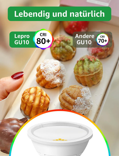 Lepro Energieklasse A GU10 LED Warmweiss Lampe, 3.3W 2700K Warmwei? 590 lm, Nicht Dimmbar, 100¡ã Abstrahlwinkel, Energiesparendes GU 10 LED Leuchtmittel f¨¹r Flur, Wohnzimmer, Schlafzimmer, 5 St¨¹ck