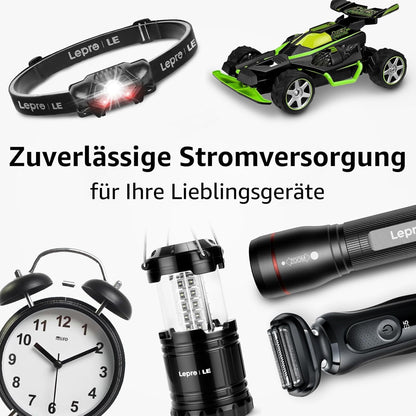 Lepro AA Batterien, 100 Stück, Alkaline Batterie AA mit 1.5V - Langlebig, Leistungsstark & Auslaufsicher, Ideal für Fernbedienungen, Spielzeug, Uhren, Taschenlampe UVM